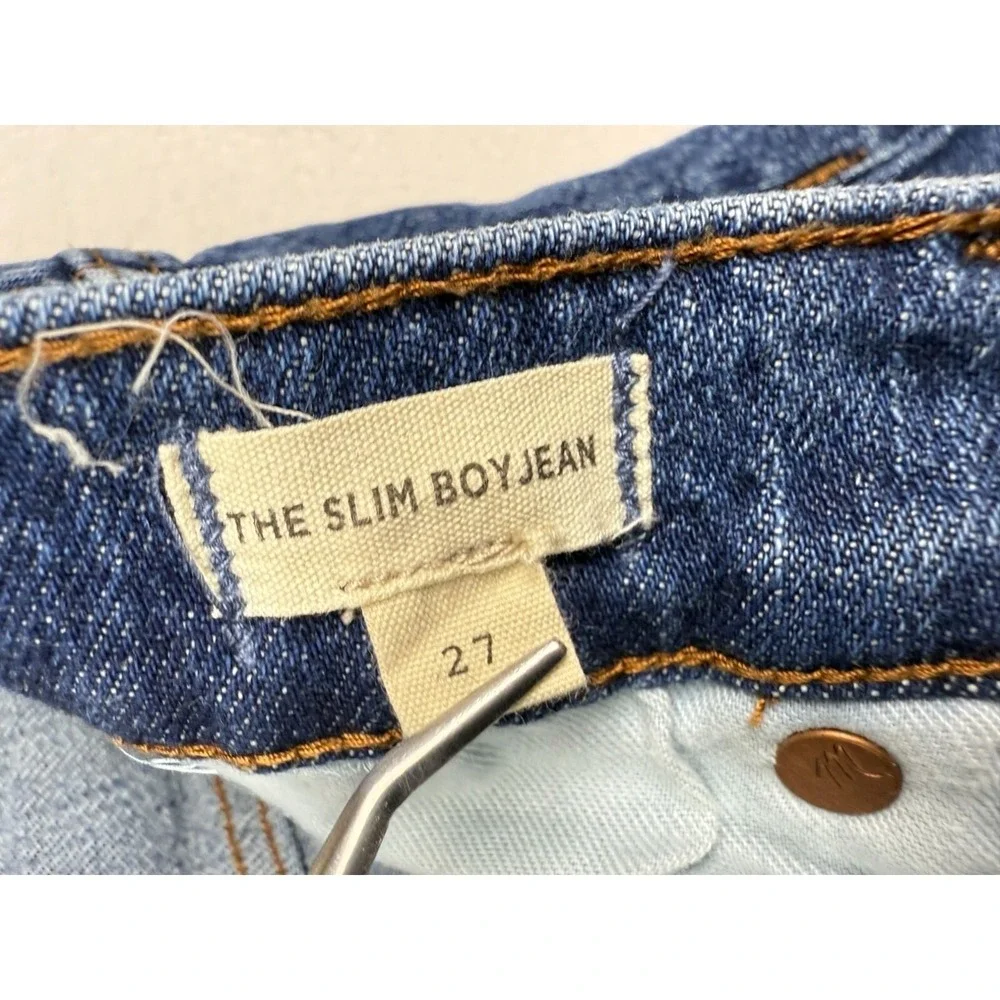 Madewell The Slim Boyjean Size 27 Womens Stone Wash Raw Hem Heavyweight‎ Denim